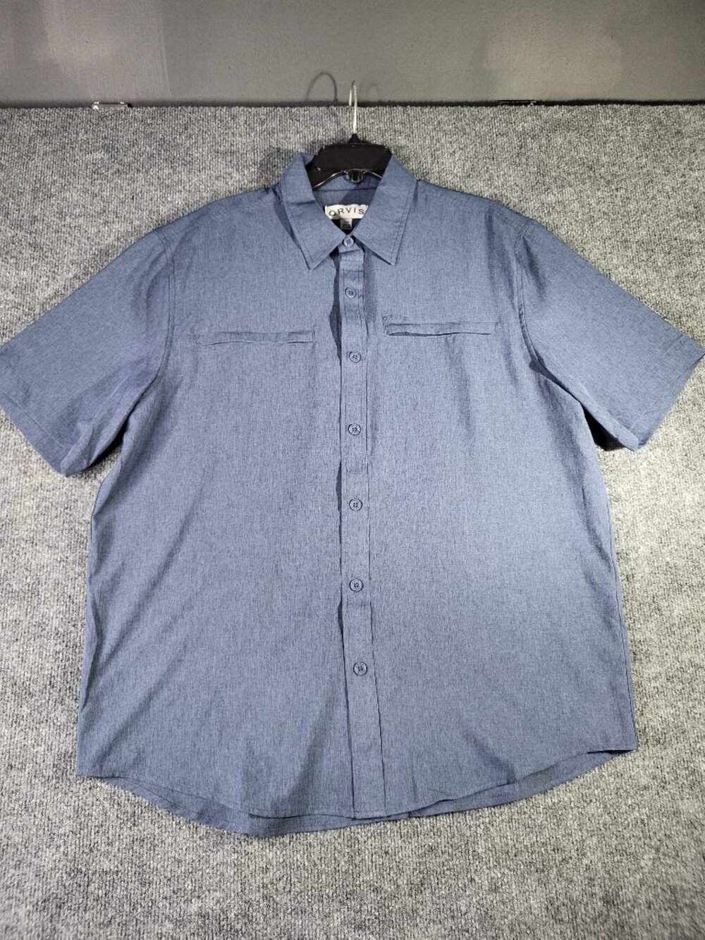 Orvis Shirt Mens L Navy Blue Tech Button Up Performance Hiking Outdoors